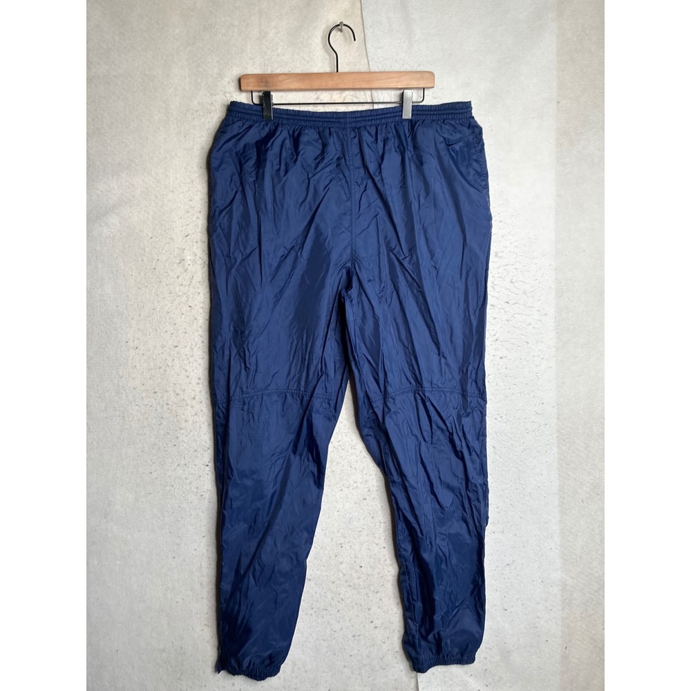 Vintage Nike Windbreaker Pants Mens XXL Navy Blue Nylon Track Pants Zipper Cuffs